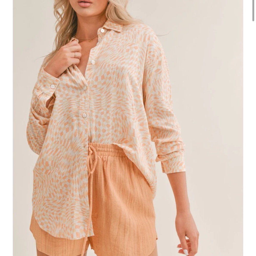 Peach Patterned Women's Top